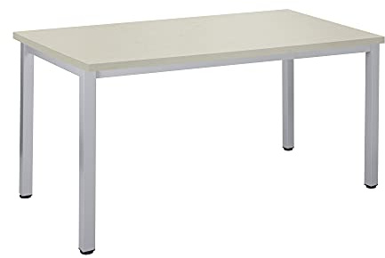 Bürotisch Schreibtisch Besprechungstisch graues Tischgestell quadratische Beine | PC-Tisch Arbeitstisch Konferenztisch Computertisch Homeoffice-Tisch Businesstisch, Ahorn, 140 x 80 x 77,5 cm