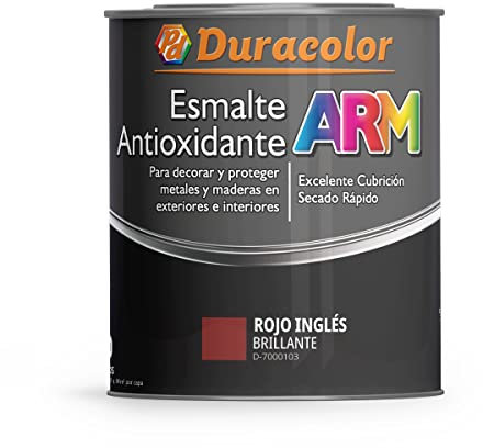 Esmalte Antioxidante ARM - Color Rojo Inglés - 750 ml - Superficie Exterior e Interior - Acabado Brillante y de Rápido Secado - Excelente Dureza y Resistencia - Duracolor