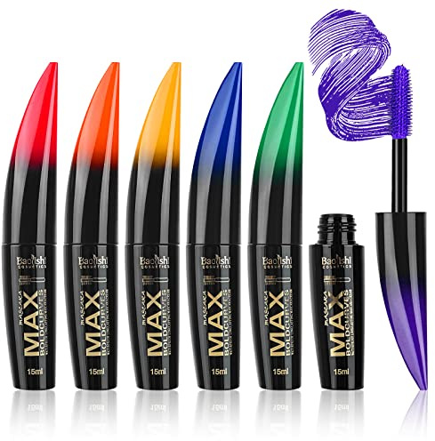 MKNZOME Mascara Colorato, 6 Colori Blu Viola Rosa Verde, Volumizzante e Allungante Waterproof, Lunga Tenuta, Natural Eye Makeup, Regalo