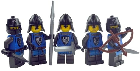 Lego® Ritter Minifigure - 5 Cavalieri Falconi Battle Pack - Falcon Knights Nero - Complemento ideale per Lego® Medioevo