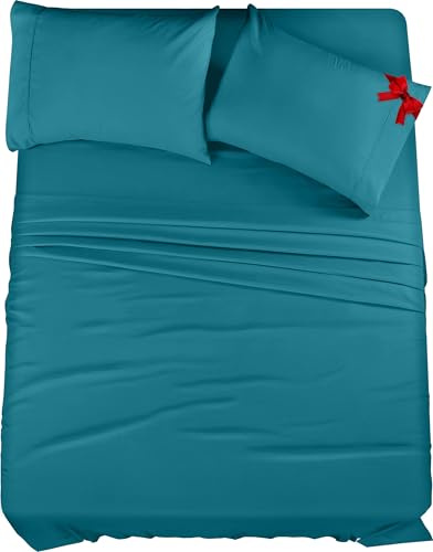 Utopia Bedding Juego de sábanas de 4 Piezas, Microfibra cepillada, Resistente al Encogimiento y a la decoloración, fácil Cuidado (King, Azul Mezclilla)