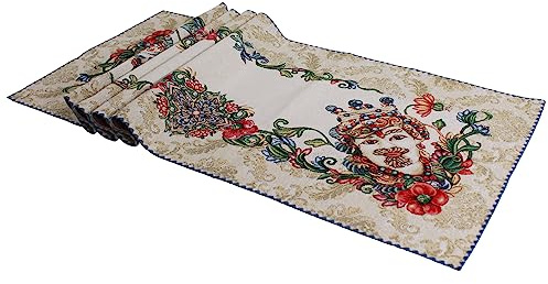 TOVAGLIETTA E RUNNER Centrotavola quadrata e striscia in tessuto Gobelin Jacquard, Realizzata in Italia (TOVAGLIETTA, TESTE DI MORO DIS 2) (Runner 40x100 (7640))