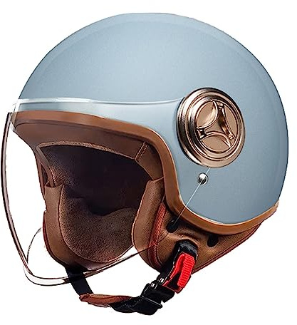 BGGNG Aperto Caschi da Moto Portatile Jet Casco Scodella ECE Omologato Casco Demi-Jet Moto Adult Cruiser Chopper Mezzo Casco retrò Motociclo Aperto Faccia Casco per Donna Uomo A,54-61CM