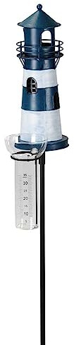 itsisa Regenmesser Gartenstecker Leuchtturm H:136 cm aus Zink - Deko Niederschlagsmesser maritim, Schiff, Küste, Maritime Gartendeko Meer, Metalldeko