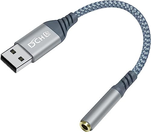 DCHAV USB auf 3,5 mm Audio Adapter Mikrofon Kopfhöreranschluss Externe Soundkarte AUX USB Typ A auf 3,5 mm Kabel 4polige TRRS Buchse Schnittstelle Leitungssteuerung