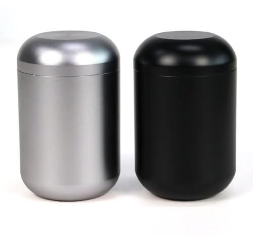 epzoee 2 Pcs Aluminum Storage Jar Portable Airtight Smell Proof Container Bottle Multipurpose Storage Container for Spices, Coffee & Teas,65ml,Black