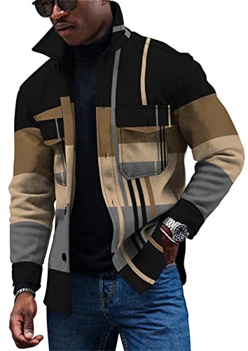 KONG JIMFAN Jacken Herren Wendejacke Musselin Hemd Herren Herren Dünne Jacke Ledermantel Imprägnierspray Jacke Jacke Herren Herren Winter Jacken Fischerhemd Freizeitjacke Herren(Light Brown,XXL)