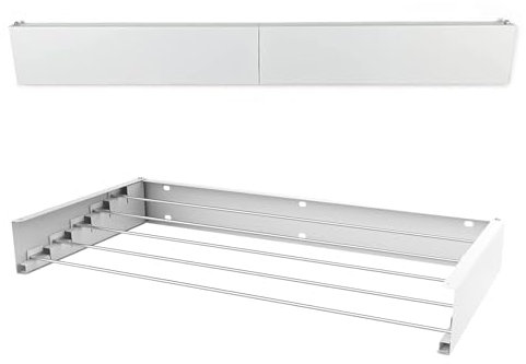 Peggy Perfect Wäscheständer, 100cm weiß zur Wandmontage, Wandwäschetrockner Wandwäscheständer zusammenklappbar, ausziehbar, faltbar u. platzsparend. In- und Outdoor. Aus Edelstahl und Aluminium