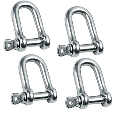 Manille À Goupille À Vis, Manilles À Anneau en D, 4 Pièces 5/16 Pouce 8 Mm Manille D'ancrage À Goupille À Vis en Acier Inoxydable Clip De Charge D'arc Robuste for Élévateur À Chaîne Wirerope Extérieur