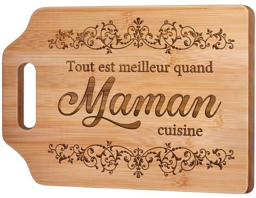 Cadeau Maman, Cadeau Maman Noe l- Idee Planche à Découper en Bambou Gravée, Cadeaux Anniversaire Mère, Cadeaux Fete des Meres Original (31,2×22,0×1,0 cm)