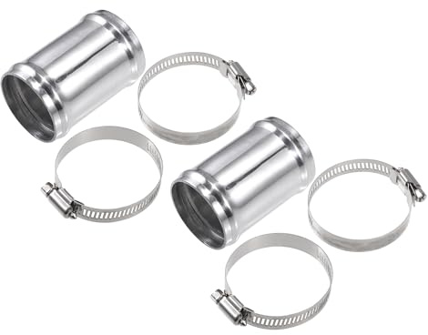 QUARKZMAN Tubo Intercooler Aluminio Plateado 2 Pcs Para Enfriamiento | Plateado, Diámetro 51 Mm, Longitud 76 Mm, Grosor 2 Mm, 4 Abrazaderas, Universal Para Automóvil