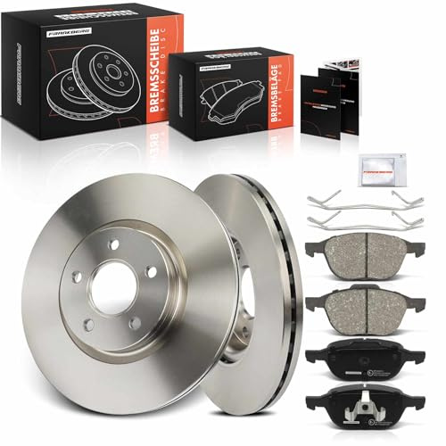 Frankberg 1x Frankberg Discs Brake Disk + 4x Front brake pads DV611125DA | Compatible with: C-Max II DXA/CB7 DXA/CEU, V40 Cross Country 526, Transit Connect MPV, Focus III Tournament, S40 II 544