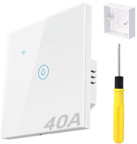 Acmerota Smart Immersion Heater Timer Switch, 40A 2.4G WIFI Smart Wall Touch Boiler Switch Water Heater Timer Switches Works with Alexa Google Home and SmartLife APP Tuya