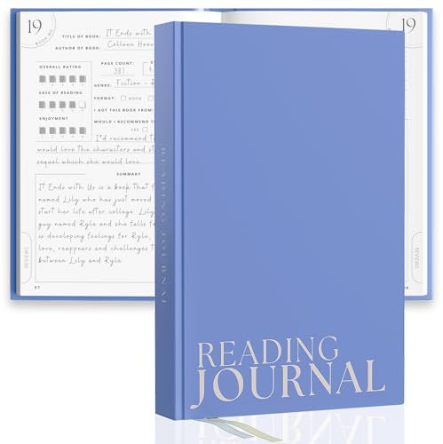 Reading Journal For Book Lovers - Journals to Review 55 Books - Ultimate Reader Kit with Tracker, Log, Challenge & Prompt Guides - Reading Accessories For Book Lovers Or Club Tracking - Blue