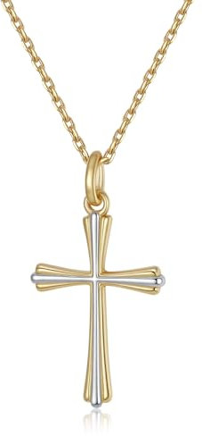GAVU Collier Croix Chrétienne Femme, Collier Chaîne Acier Inxoydable, Collier Plaqué Or, Collier Religieux