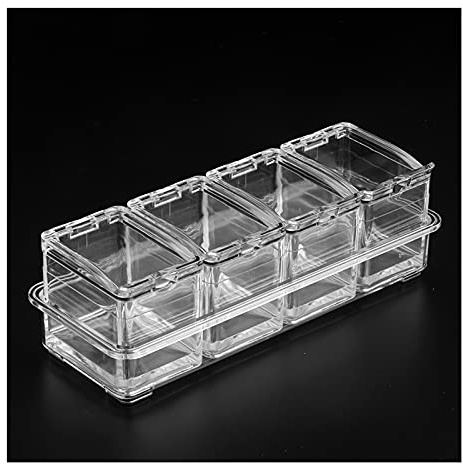 MYVVKIA Condiment Can Spice Racks Clear Seasoning Box, 4 Pieces Clear Seasoning Storage Container For Spice Salt Sugar Cruet,Condiment Jars Spice Jar Storage Bottle Set