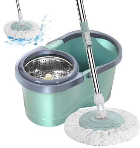 Decorhome Set rotante, rotante e secchio - rotante automatico con secchio | Secchio con ruote per spazzoloni per camera da letto, cucina, balcone, studio, soggiorno