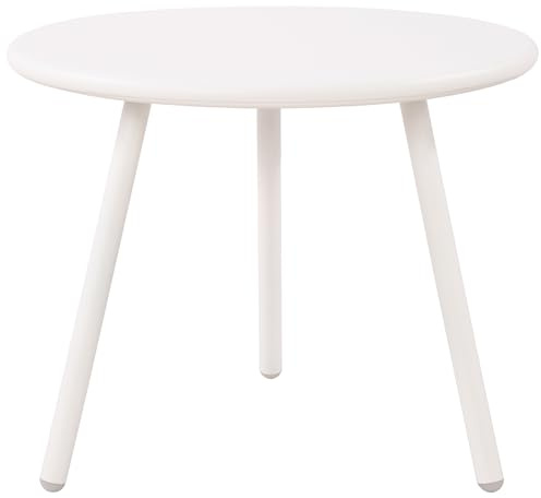 CLP Couchtisch Berea I Runder Loungetisch für draußen und drinnen I Gartentisch wetterfest und UV-beständig I Outdoor Beistelltisch, Farbe:weiß