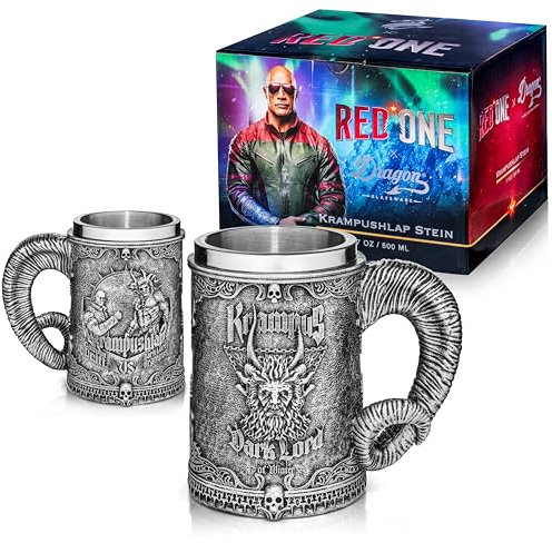 Dragon Glassware x Red One Krampushlap Stein - Official Merchandise - Stainless Steel Insulated Beer Mug - 17 oz