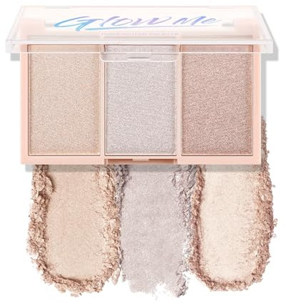 Boobeen 3 Color Highlighter Maquillage Palette Visage Poudre Maquillage Corps Highlight Illuminateur Résistant à l'eau et longue durée pour un maquillage éclatant naturel