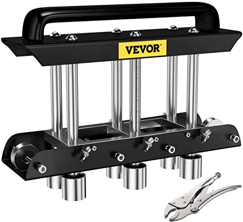 VEVOR Dobladora de rodillos de borde de tres estaciones, ángulo de flexión de 0 a 90°, rotura de chapa, negro y plateado