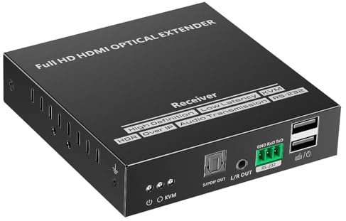 Techly NP 620935 Ricevitore per Extender Ottico KVM HDMI Over IP Full HD Non Compresso Fino a 40Km Nero
