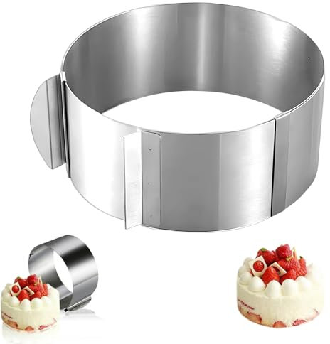 Jortmrd Anello Torta Regolabile Ø 16-30cm Frost Form Cake in Acciaio Inossidabile Cerchio per Torte Stampo Circolare per Torte e Altezza 10cm con Scala Incisa per Dolci,Pasticceria,Torte
