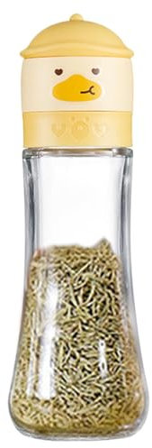 Salzmühle, gelbe Entenpfeffermühle, 180 ml bis 200 ml Fassungsvermögen, verstellbare Grobheit, Küchenmühle für frisch gemahlenen Paprika und Meersalz, Werkzeug, 13,1 x 7 x 7 cm