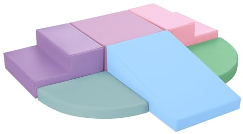 Wilwolfer Juego de 6 Bloques de Espuma para Niños: Cuero sintético Bloques Psicomotricidad Infantil - Set de Escalada Escalera Doble Suave Ligero para Interior Infantil para Escalar y Niños de 3+ Años