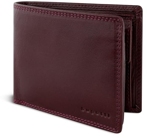 bugatti Savona Herren-Geldbörse aus pflanzlich gegerbtem Büffelleder, RFID-Portemonnaie, Querformat, Bordeaux