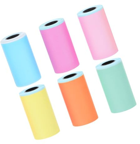 HOMSFOU 6rouleaux Mini Rouleaux Autocollants pour Imprimante Thermique Papier Étiquette Vierge Ruban Adhésif pour Imprimante Portable Thermiques