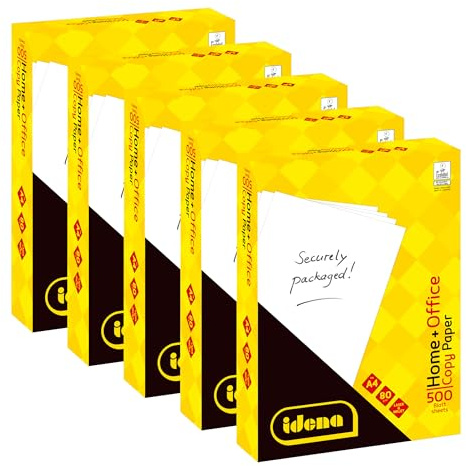 Idena 90950 - Papier pour photocopieuse A4, 5 paquets de 500 feuilles 80 g/m², papier blanc pour imprimantes laser et jet d'encre