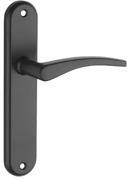 Ensemble de Poignées pour Porte Intérieure, Vesta Sans Trou, Carré 7 mm, Entr'axes 165 mm, Noir, Esthétiques Et Pratiques, Aluminium Embouti, Couleur Nickelé Satiné, THIRARD