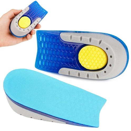1 paia Altezza Aumentando Tallone Solette, Talloniera in Gel Soletta per Tallone Donna Uomo, Gel Metà Pastiglie, Soletta Rialzata Supporto Elastico, Height Increase Insoles (3,5 cm)