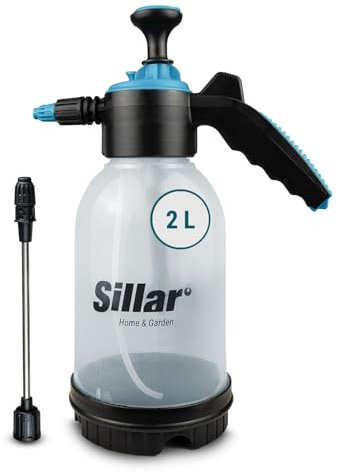 Sillar Irroratore a pressione 2L con lancia ergonomica | Spruzzatore da giardino per cura delle piante, diserbo, alberi da frutto, serre, fertilizzanti e prodotti fitosanitari