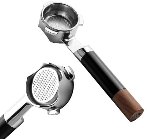 IKAPE Porte-filtre nu sans fond 54 mm pour machine Breville Barista Series BES870/880 et machines Solis Barista (panier filtrant d'une capacité de 18 g inclus)