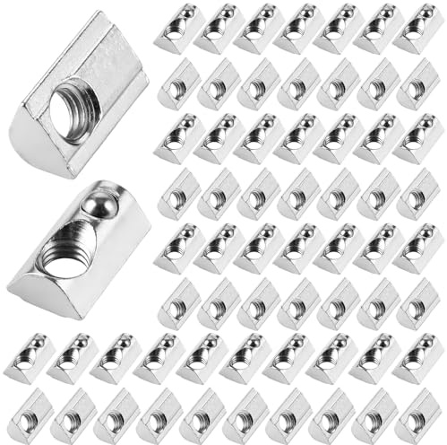 LOLYSIC 100 Stück Nutensteine M8 mit Zentrierung Kugel Nut 8 T Nutenstein Schrauben Set 40-Serie M8 Aluprofil 40x40 Kohlenstoffstahl Gleitmutter mit Federkugel für Modulmontage, Solarmodulhalterung