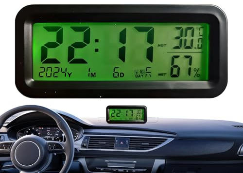 Reloj De Salpicadero,Monitor De Humedad LED | Reloj De Tablero Con Retroiluminación Automática,para Coche Vehículos Sedan Pickup Scooter Salida de Aire SUV Aparcamiento Guía