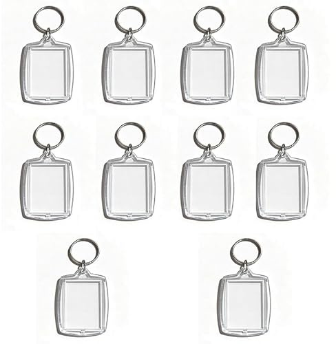 Lot de 10 Porte-Clés Photo Personnalisable, Cadre Acrylique Transparent Forme Rectangulaire Courbée, Porte Clef pour Souvenir DIY, Cadeau pour Famille Amis Couples, Insertion Facile Double Face