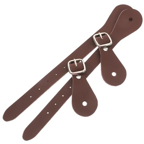 KOCKSHION 2 Stück Verstellbare Sporenriemen aus Pu Leder für Cowboy Stiefel Braun Vintage Western Accessoires für Outdoor Reitsport und Wettbewerbe