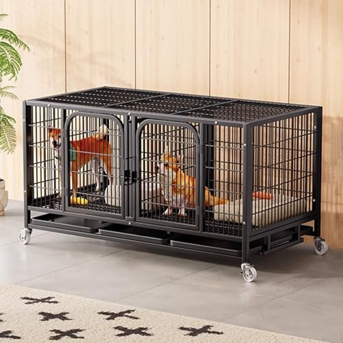 Utomhus Hage 2 Dörrar Snurrhjul Bricka Kolstål Staplingsbar(Black,138 cm L x 52 cm W x 67 cm H)