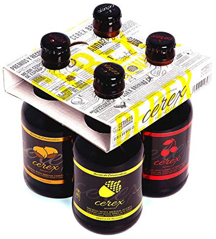 CEREX - Pack Degustación de 4 Cervezas Artesanas - Cerveza de Castaña, Cereza, Ibérica de Bellota y Pilsen - Mejor Cerveza Artesanal de España Premios World Beer Awards 2017 y 2015
