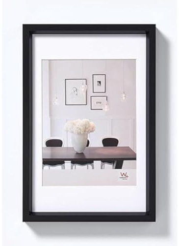 walther design Bilderrahmen schwarz 10,5 x 15 cm mit Passepartout, Steel Style Kunststoffrahmen ES015B