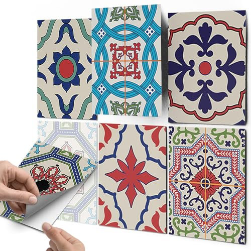 CREATISTO Fliesenaufkleber Fliesenfolie Mosaikfliesen - Aufkleber Sticker für Wandfliesen I Klebefliesen Deko Folien für Fliesen Ornament in Bad u. Küche (15x20 cm I 42 -Teilig)