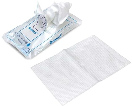 Romed Lot de 8 gants de toilette humides jetables doux et hydratants