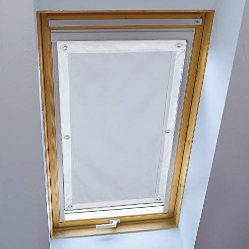 LIVEINU Dachfensterrollo für Dachfenster Verdunkelungsrollo Sonnenschutzrollo UV Schutz Thermo Rollo mit Saugnäpfe Ohne Bohren 100% Blickdicht für Reisen Autos 116x115cm Weiß
