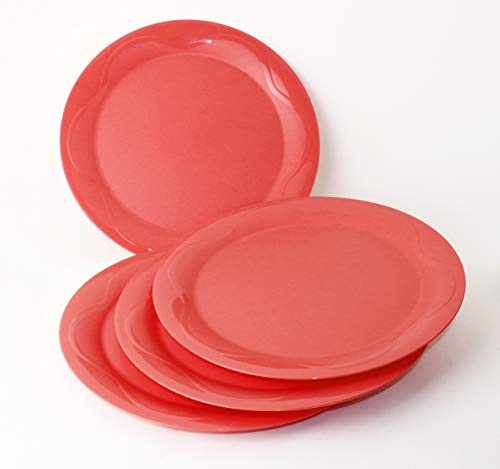 Junge Welle TUPPERWARE Teller Picknickteller 4X Apricot + Kugelschreiber