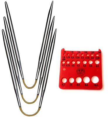 addi Crasytrio (Flexi-Flips) mit goldfarbener Schnur (EU-Version) (3 Stück) mit roter Nadelstärke 21 cm, Größe 3,5 mm