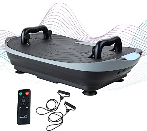 Skandika pedana Vibrante V2 | Impugnature e Bande di Allenamento, Vibrazione oscillante, Design Curvo, Motore Silenzioso, 99 Livelli, Schermo LCD (Grigio/Nero)
