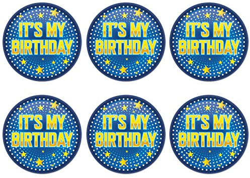 Beistle 6 Piece It's My Birthday Pinback Button Badge Pins For Party Favors Supplies